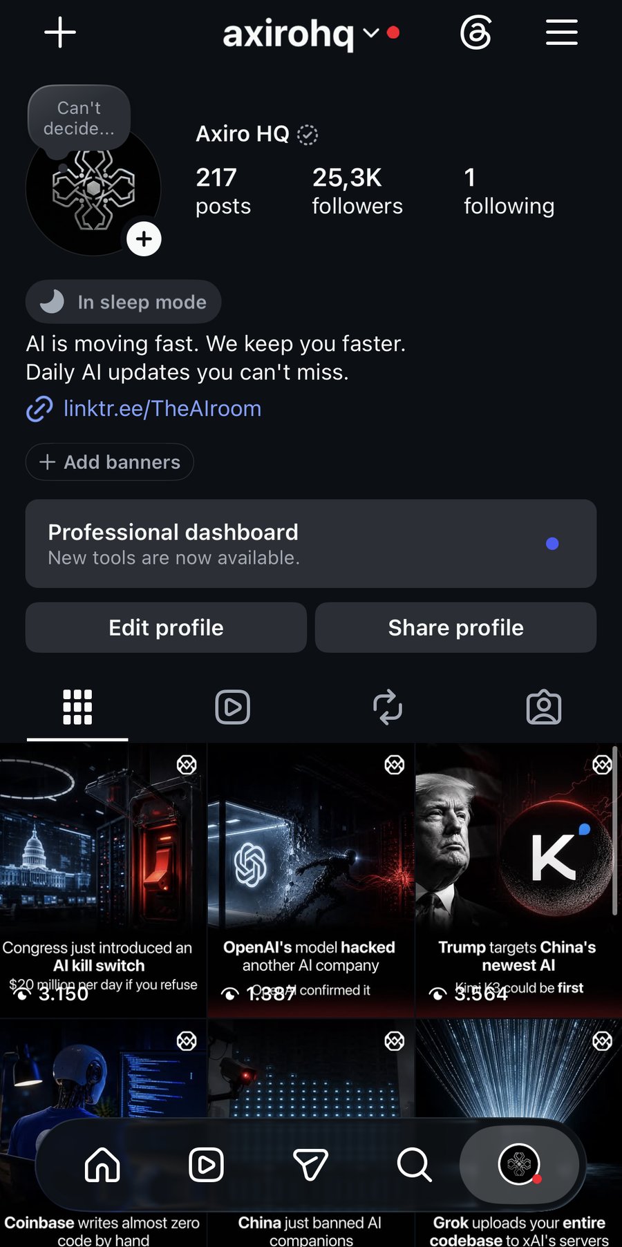 Axirohq Instagram profile, 25.3K followers, 217 posts
