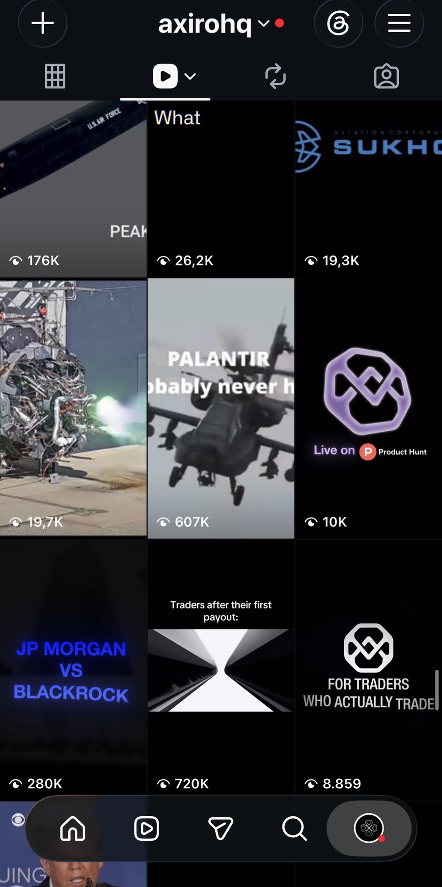 Axirohq reels tab
